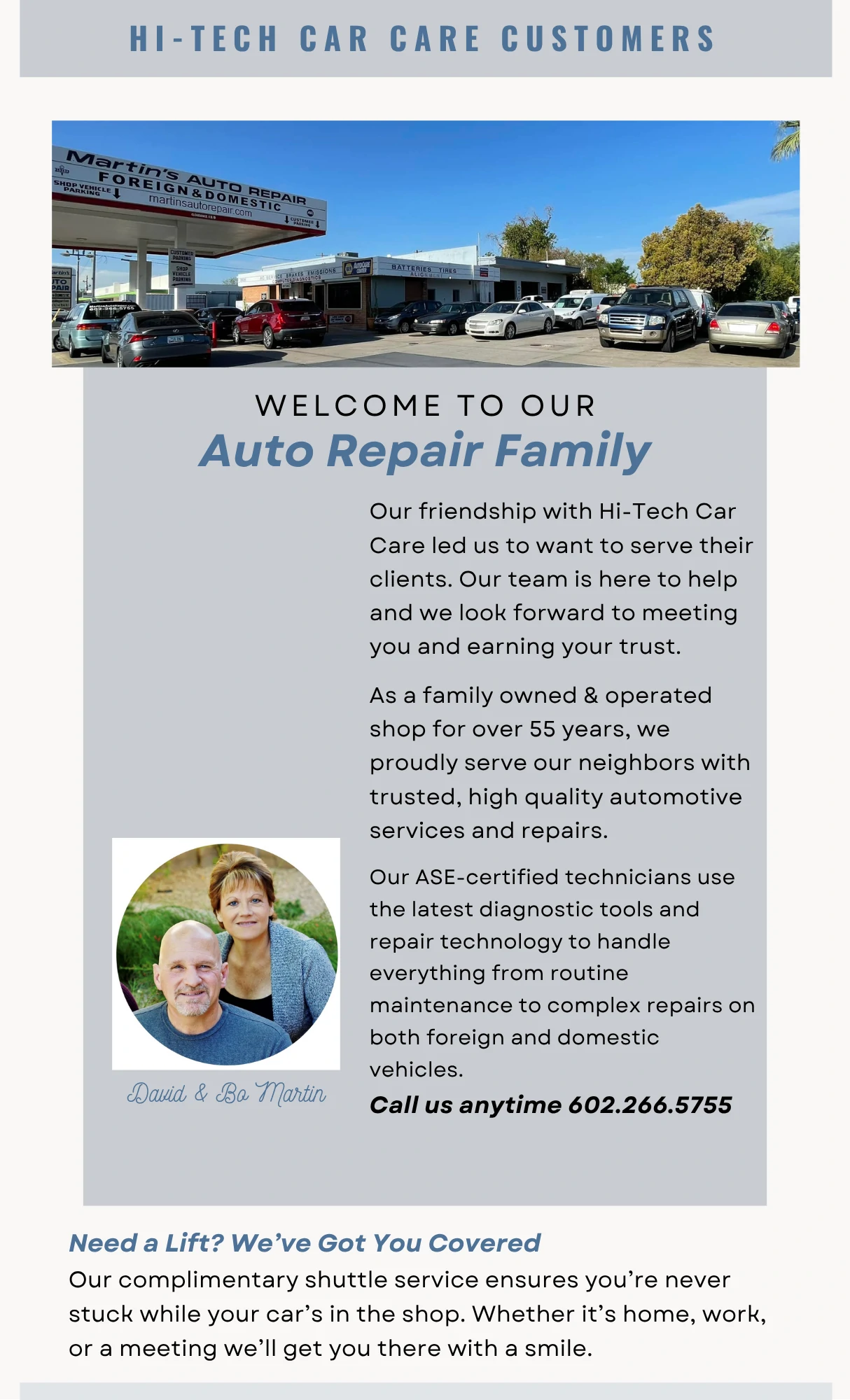 Hi-Tech Car Care is now Martin's Auto Care