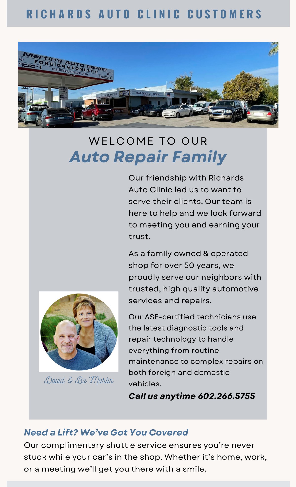 Richard's Auto Care is now Martin's Auto Care